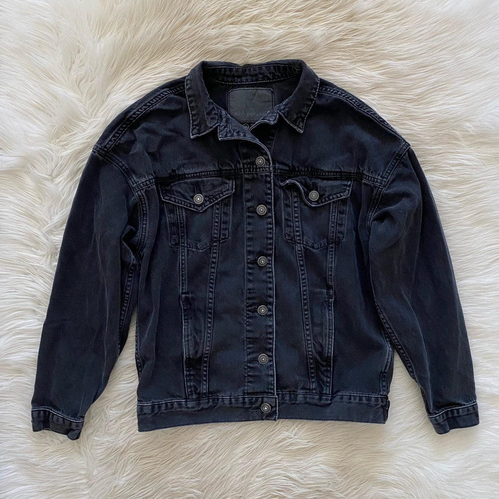 American Eagle Front Pocket Button Front Black Je… - image 2